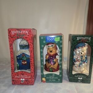 Vintage Blown Glass NWT Lot of 3 Large Size Christmas Ornaments